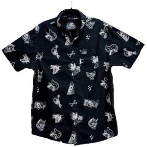 Lurking Class Sketchy Tank Button Up Shirt Men’s Medium Black Graphic Skull